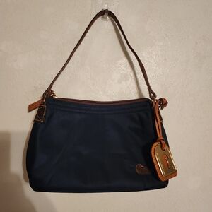 Dooney & Bourke Navy Shoulder Bag with Leather Trim